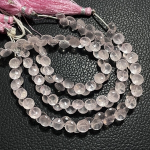 Venta al por mayor de cuentas de cuarzo rosa facetadas, piedras preciosas de color rosa natural, forma de cebolla, suministros de abalorios elegantes, cuentas de piedra - Product Image 1