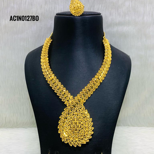 One Gram Gold Plated Exclusive Fashion Necklace Set for Girls Women Box <b>Chain</b> Floral Pattern for Anniversaries Weddings Parties - Product Image 1
