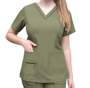 Chemise et haut de gommage médical en denim fiables pour les infirmières et les médecins Tissu doux et respirant avec une apparence professionnelle - Product Image 2