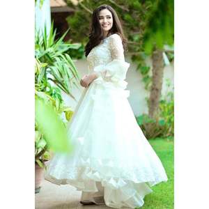 Conjunto Kalidaar de Encaje Blanco Perla Morning Glory con Dupatta y Pantalones - Product Image 2