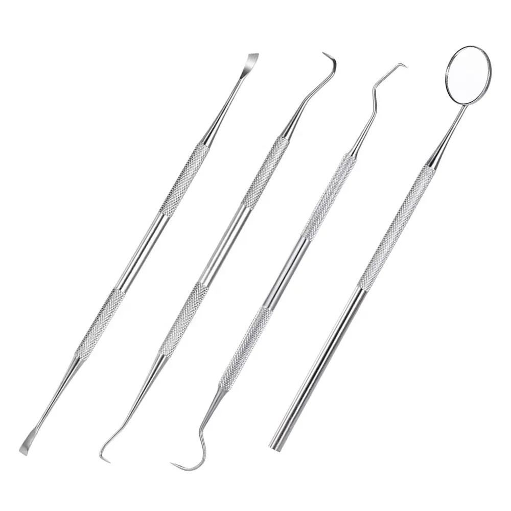 Kit di strumenti dentali in acciaio inossidabile da 4 pezzi strumento di prelievo dei dentisti Set di raschietti per denti per uso personale e professionale