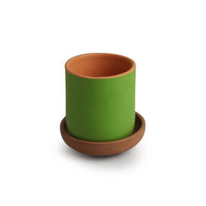 Jardinière/vase en terre cuite écologique moderne peint à la main (4.4 pouces) pour la maison - Product Image 3