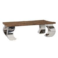 Table basse convertible carrée en bois massif et acier inoxydable au design moderne, avec fonction lit, pour salon