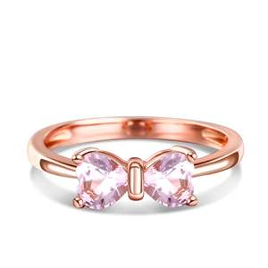 Bague de fiançailles Jeulia en argent sterling avec morganite synthétique taille cœur et nœud rose - Product Image 2