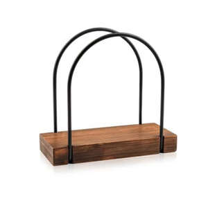 Porte-serviettes fait à la main couleur noire enduit de poudre Base en bois décoratif hôtel dîner vaisselle accessoire porte-serviettes en métal - Product Image 1