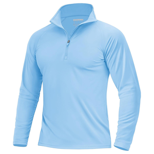 T-shirt de sport respirant anti-UV pour homme, demi-zip, polyester et élasthanne, entraînement de fitness, séchage rapide, logo personnalisé, rash guard - Product Image 2