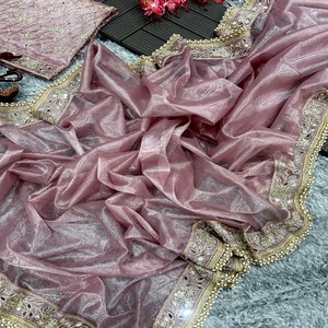Meilleure vente indienne soie de soie broderie magnifique Saree tenue de soirée régulière dernière tenue ethnique exclusive vêtements ethniques à la mode - Product Image 3