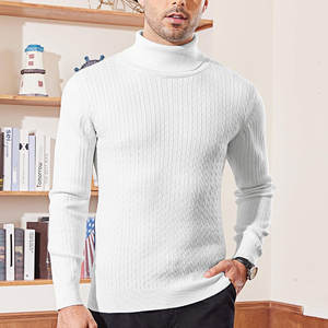 Meilleure mode automne hommes décontracté respirant pull laine col roulé hiver hommes chaud coton pulls chandails - Product Image 4