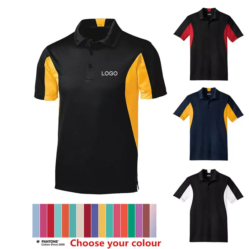 Trang Phục Thường Ngày Tùy Chỉnh Áo Polo Polyester Spandex/Áo Polo Hỗn Hợp Màu Vàng Đen Logo Riêng/Áo Polo Thể Thao Bó Sát Khô