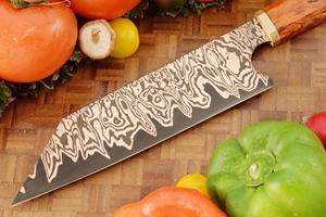 Cuchillo de Damasco de cobre con funda, cuchillo cortador hecho a mano - Product Image 2