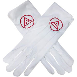Fabricante Masonic Royal Arch Guantes de masón de algodón blanco bordados a mano - Product Image 1