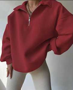 OEM/ODM Sweat à capuche zippé 100% coton éponge français pour femmes, style surdimensionné de haute qualité. - Product Image 6