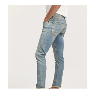 กางเกงยีนส์แฟชั่นสำหรับผู้ชายกางเกงยีนส์ทรงสลิมฟิตผ้ายืดสีฟ้าอ่อน - Product Image 2