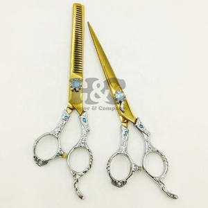 New Design Gold Color Straight Sharp Stainless Steel Hair Cutting Thinning Scissors Barber <b>Shears</b> Beauty Salons Sustainable - Product Image 6