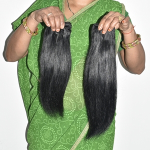 Chất Lượng Tốt Nhất Duy Nhất Rút Ra Chưa Qua Chế Biến Bán Buôn Thẳng Nhuộm Màu Đen Nguyên Máy Đôi Sợi Ngang Nhà Cung Cộng-Ấn Độ Phần Mở Rộng Tóc Người - Product Image 4