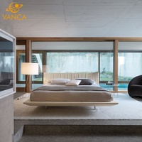 Meubles de chambre à coucher Lit double simple en bois de pin avec tête de lit bon marché
