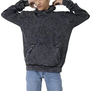 Jersey de 100% algodón personalizado Sudadera con capucha de invierno de lana de gran tamaño lavado ácido desgastado vintage lavado desteñido al sol para hombres - Product Image 5