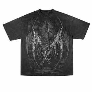 2025 Sublimation personnalisée 320 Gsm lavage à l'acide T-shirts pour hommes Logo personnalisé graphique goutte épaule en détresse hommes T-shirts surdimensionnés - Product Image 1
