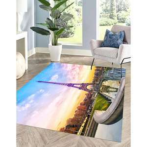 Tapis de paysage de la Tour Eiffel, tapis de Paris, tapis de ville, tapis en chenille - Product Image 4