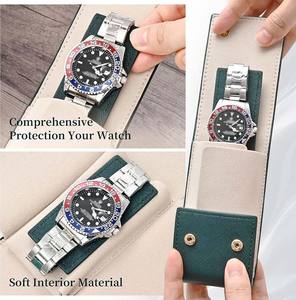 Étui à montre en cuir de voyage de qualité supérieure personnalisé en gros avec doublure en daim, fait à la main, portable, pour une seule montre - Product Image 3