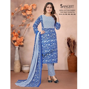 Maruti Fashion's Summer Collection 100% Algodón puro Impreso Top Bottom & Dupatta Estilo indio y pakistaní - Product Image 1