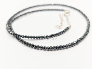 Black <b>Diamond</b> Beaded <b>Necklace</b> Fine Jewelry Elegant 100% Handmade 92.5 Sterling <b>Silver</b> Gold Plated Punk Style Women Cute Gift - Product Image 2