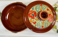 Pot de Tajine rond coloré peint à la main, grand service émaillé à la main, marmite sans plomb, marmites de cuisine marocaines faites à la main