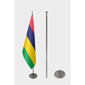 Personnalisé # 3x5 pieds #   Drapeau intérieur officiel en coton/aluminium métallisé/plastique/nylon pour l'île Maurice avec logo personnalisé - Product Image 2