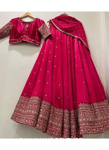 Bordado Semi Cosido Lehenga Choli Dupatta Set Estilo Código Renuka Lehenga - Product Image 4