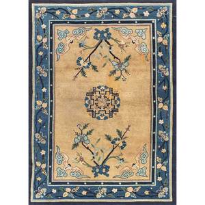 Alfombra de Lana Anudada a Mano Pechino Verde con Patrón Floral para Sala de Estar, Pasillo, Rectangular, Estilo Rompecabezas o Abstracto -Paem-428 - Product Image 1