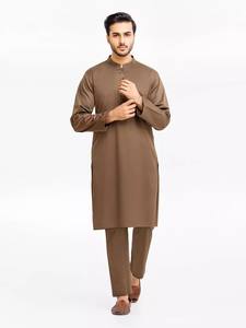 Costumes pakistanais de marque originale respirants avec logo brodé couleur unie hommes shalwar kameez - Product Image 2