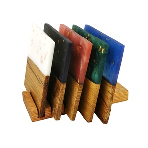 Wholesale Square Design Wooden Epoxy <b>Resin</b> Drink Coasters Crystal Epoxy <b>Pine</b> Tea Cup Mat & Pads - Product Image 1