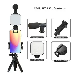 Kit de Trípode con Micrófono y Luz LED AY-49 para Equipos de Transmisión en Vivo - Product Image 6