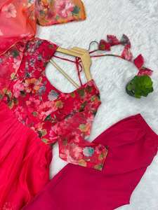 Presente todo nuevo moderno Lehenga Choli Real Modling ABRIC puro suave ligero Organza estampado Floral tela Interior Micro algodón - Product Image 5