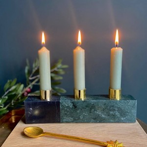 Elegant Luxury Black Marble and Brass <b>Candle</b> <b>Stick</b> <b>Holder</b> for Home Decor Living Room & Table Accent Featuring Stone Lanterns - Product Image 5