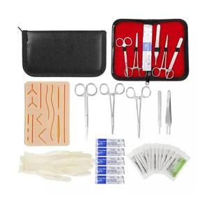 Kit de entrenamiento de disección de estudiantes médicos básicos todo en uno Juego de instrumentos de práctica de sutura de acero inoxidable quirúrgico completo Manual - Product Image 1