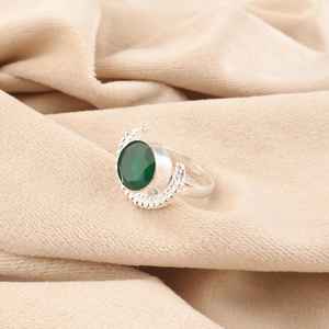 Green Onyx Oval Cut IGI Certified <b>Ring</b> Handmade 925 Sterling Silver May Birthstone Gemstone Jewelry Elegant <b>Ring</b> for Women Gift - Product Image 5