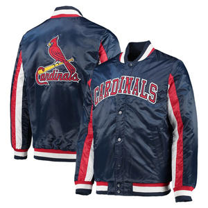 Blouson d'aviateur en satin vintage personnalisé pour hommes, veste universitaire américaine à col montant et à boutons-pression pour le baseball en hiver - Product Image 1