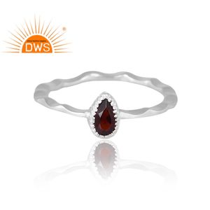 แหวนพลอยโกเมนธรรมชาติเงินสเตอร์ลิงเครื่องประดับออกแบบตามต้องการของขวัญสำหรับผู้หญิงสำหรับผู้หญิง - Product Image 3