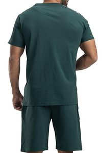 Conjunto de Camiseta y Pantalones Cortos Casuales Verdes para Hombre, Cuello Redondo, Tejido de Algodón Transpirable, Diseño Personalizado de 2 Piezas para Verano - Product Image 2