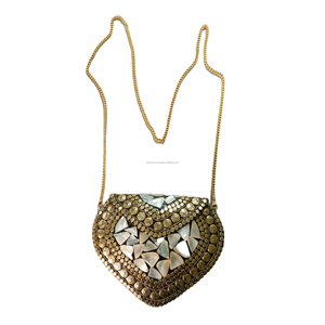 Nuevo Bolso de Mano Antiguo de Piedra Meenakari Ecológico, Bolso de Mano de Metal con Correa y Decoración para Colgar en la Pared, Material de Madera - Product Image 5