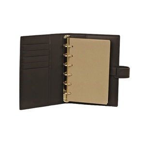 <b>A5</b> Simple Blank PU Leather 6 Round Rings Binder with Card Pockets and Pen Loop New Style Modern Luxury Brown Color - Product Image 1