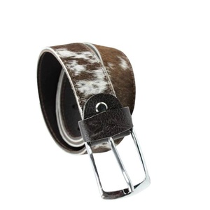 เข็มขัดหนังวัวแท้ทำด้วยมือเข็มขัดหนังขนสัตว์ตามสั่งความยาวทนทานหัวเข็มขัดเหล็กเข็มขัดหนังแท้ - Product Image 3