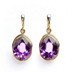 Blue Amethyst 15×<b>20</b> mm Pear Dangle Earrings | 925 Sterling Silver 18K Gold Plated Bridal & Party Jewelry for Women - Product Image 6