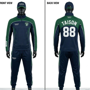 Chándal de Entrenamiento de Rugby para Hombre, 280 g/m², Mezcla de Forro Polar de Poliéster, Gris con Paneles Laterales Marrón, Logotipo Sublimado por Calor - Product Image 2