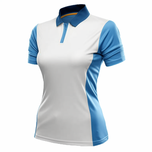 Performance Fabric Custom Logo <b>Lady</b> Short Sleeve Shirt 14 Zip <b>Neck</b> Women Clothes Black <b>Ladies</b> Sport <b>Polo</b> T-shirts - Product Image 4