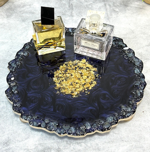 <b>Epoxy</b> <b>Resin</b> Cake Stand with Metal Stand and Golden Boarder and Handmade Polished for Party Cake Stand - Product Image 6