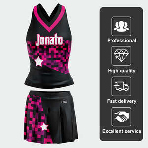 Uniformes de cheerleading professionnels pour femmes, tenues de cheerleading sur mesure avec des détails en strass et des paillettes pour un look élégant - Product Image 6