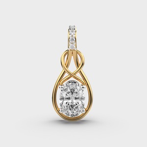 IGI Certified Lab Grown Oval Cut Diamond <b>Infinity</b> Pendant with Diamond Bail in 14K Yellow / <b>Rose</b> & White Gold - Product Image 5