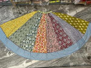 Free Size Multi-Layer Maxi <b>Dress</b> with Elastic Patchwork Skirt <b>Funky</b> Bohemian Party Wear Cotton Natural Waistline - Product Image 2